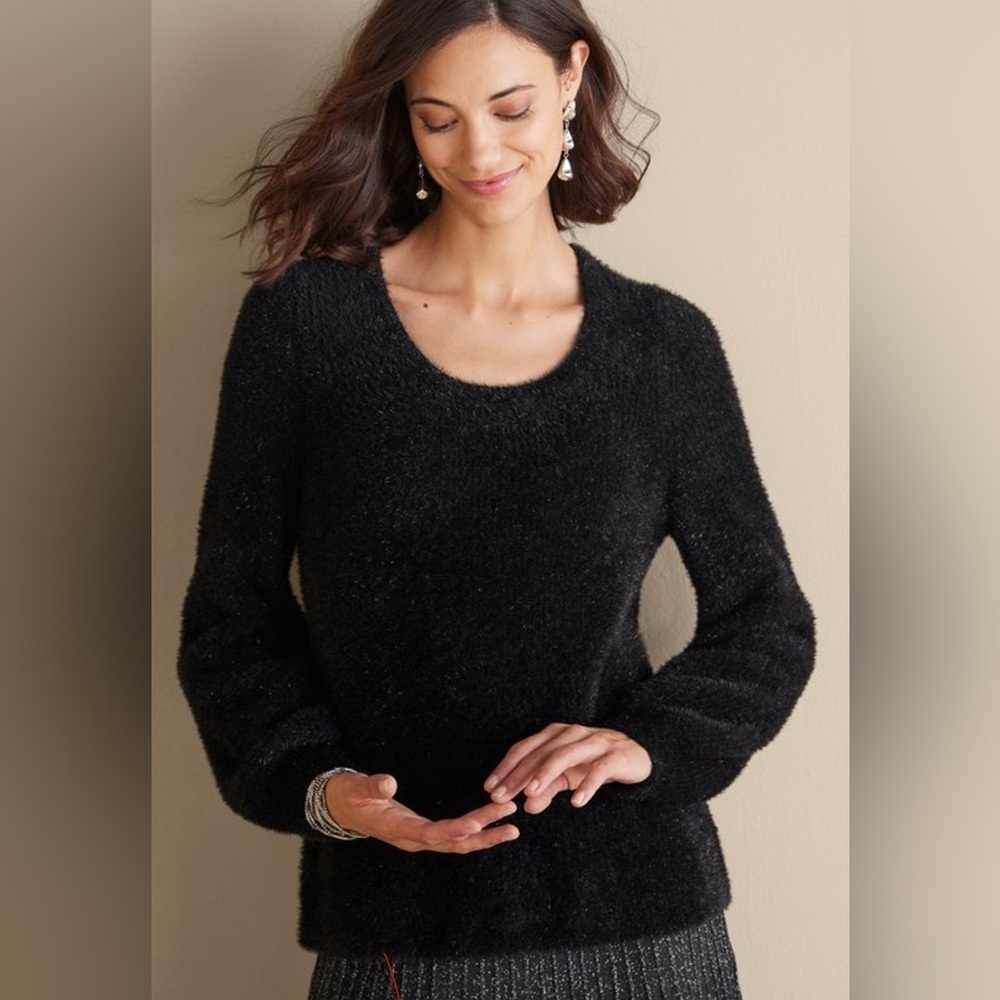 Soft Surroundings Ciara Sparkle Sweater Black Whimsigoth Grunge Pullover Cozy XL